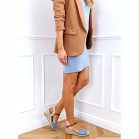 Modré espadrilky na klíncích, modré 77-206 modré béžový hnědý modrý 2