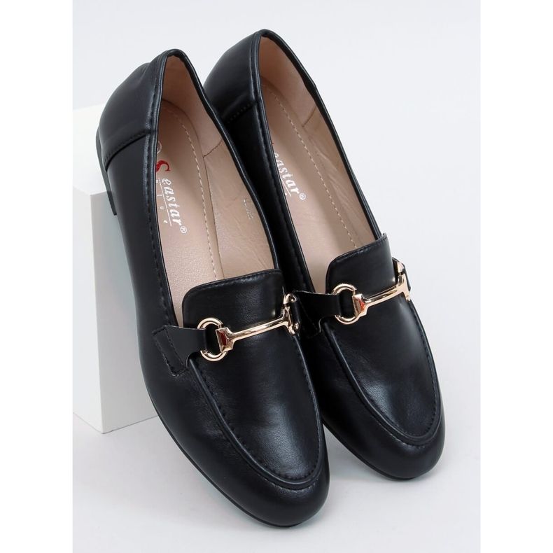 Černé Dámské černé mokasíny T392 Black černý 1