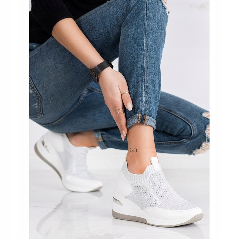 ARTIKER Nazouvací tenisky na klínku bílý stříbrný šedá 2