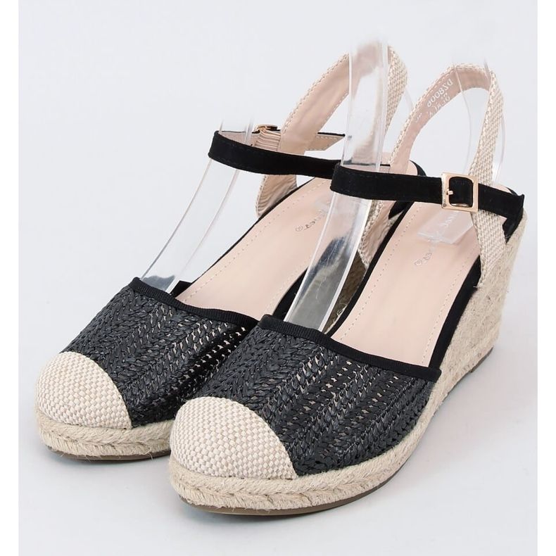 Černé espadrilky na klínové patě DZ8006 Black béžový černý 1