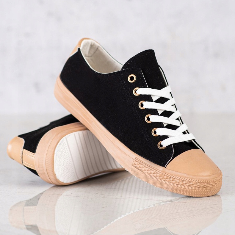 SHELOVET Textilní tenisky černá 1