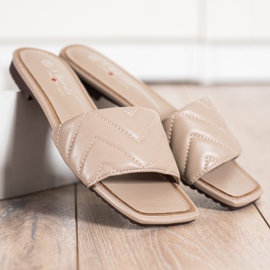 S. BARSKI Prošívané pantofle S.BARSKI béžový 1