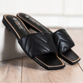 S. BARSKI Prošívané pantofle S.BARSKI černý 1