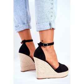 MSMG Černé sandály na klínku z avokáda černý 2