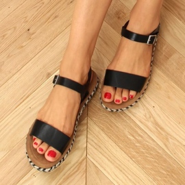 TH005 Sandály černé espadrilky černý 1