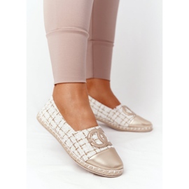 EVE Elegantní dámské zlaté espadrilky Be My Love béžový 2