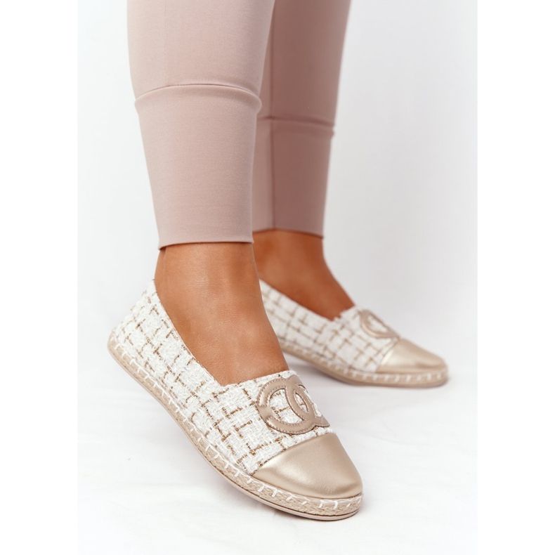 EVE Elegantní dámské zlaté espadrilky Be My Love béžový 2