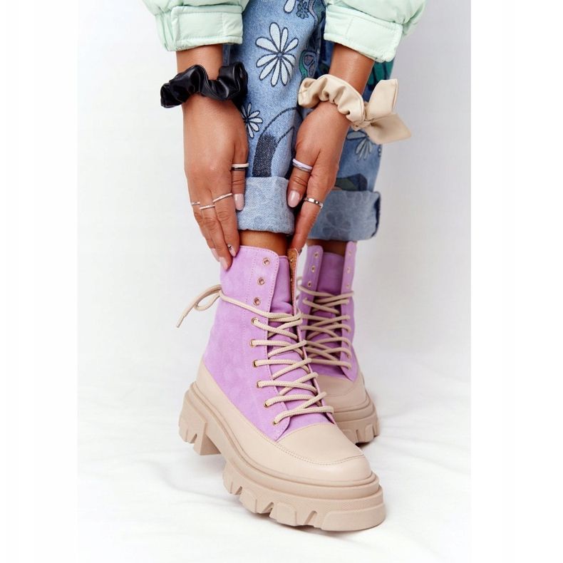 Semišové boty Workery Lewski Shoes 3007-0 Violet béžový fialový 2 Semišové boty Workery Lewski Shoes 3007-0 Violet béžový fialový 2