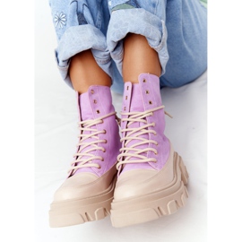 Semišové boty Workery Lewski Shoes 3007-0 Violet béžový fialová 1