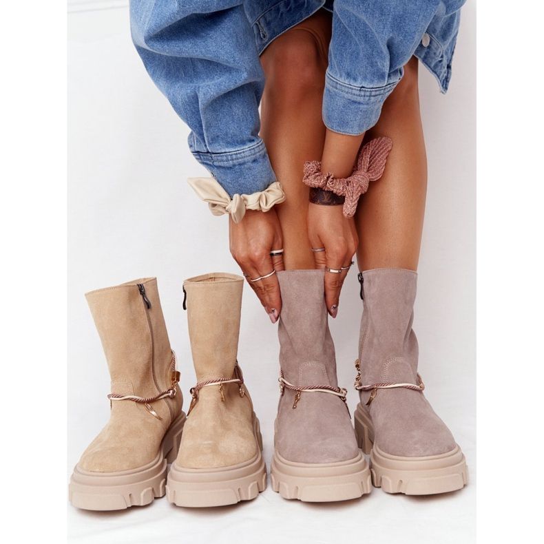 Semišové boty Workery Lewski Shoes 3006-0 Beige béžový 1