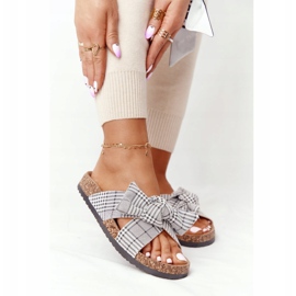 Pantofle na korkové podrážce Vinceza 20-30105 šedý šek šedá 1