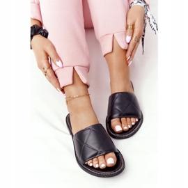 Kožené pantofle s prošíváním Nicole 2650 černé černá 1