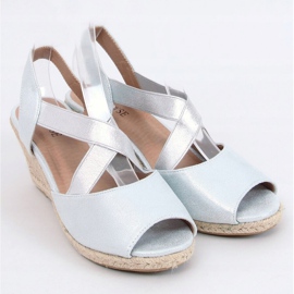 Stříbrné sandály espadrilky na klíncích stříbrné 9R38 Silver stříbro 1