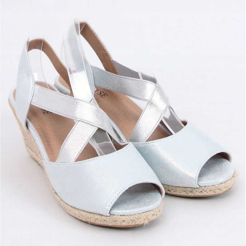 Stříbrné sandály espadrilky na klíncích stříbrné 9R38 Silver stříbro 1