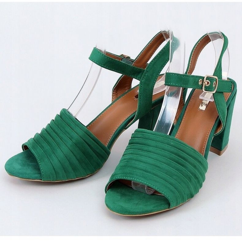 Zelené sandály na vysokém podpatku 1L-19267 Green zelený 1