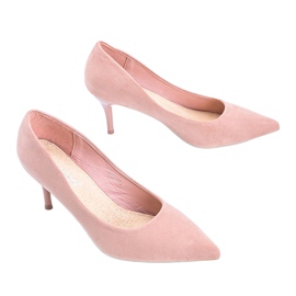 Růžové lodičky na jehlovém podpatku z eko semiše Anissa růžový 2