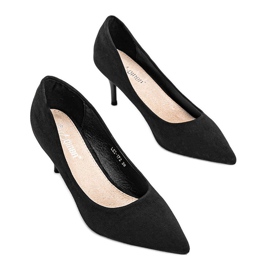 Černé lodičky na jehlovém podpatku z eko semiše Anissa černá 2