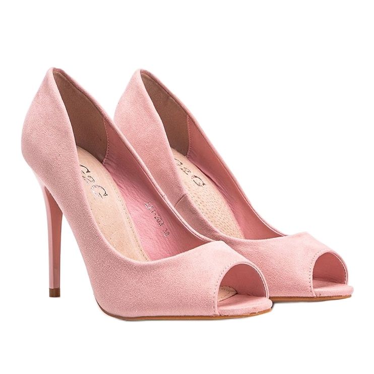 Růžové lodičky na jehlovém podpatku od Janessy růžový 1