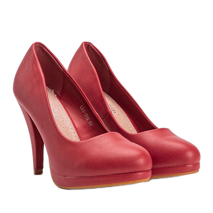 Červené lodičky z ekokůže na platformě Liana 1