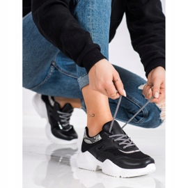 SHELOVET Černé tenisky s potiskem hada černá 2