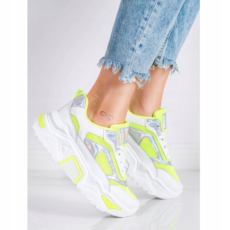 SHELOVET Tenisky na platformě se sítí bílý vícebarevný zelená 1