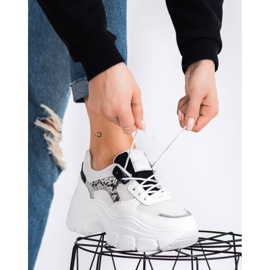 SHELOVET Stylové tenisky s třpytkami bílý černý stříbro 1