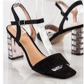 S. BARSKI Klasické sandály s ozdobnou patou S.BARSKI černá stříbrný 2