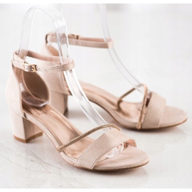 Goodin Elegantní sandály s kubickým zirkonem béžový zlatý 1