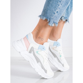 SHELOVET Stylové tenisky na platformě bílý modrý růžový šedá 1