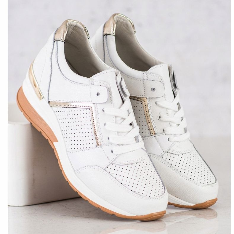 Goodin Bílé kožené tenisky bílý zlatý 1