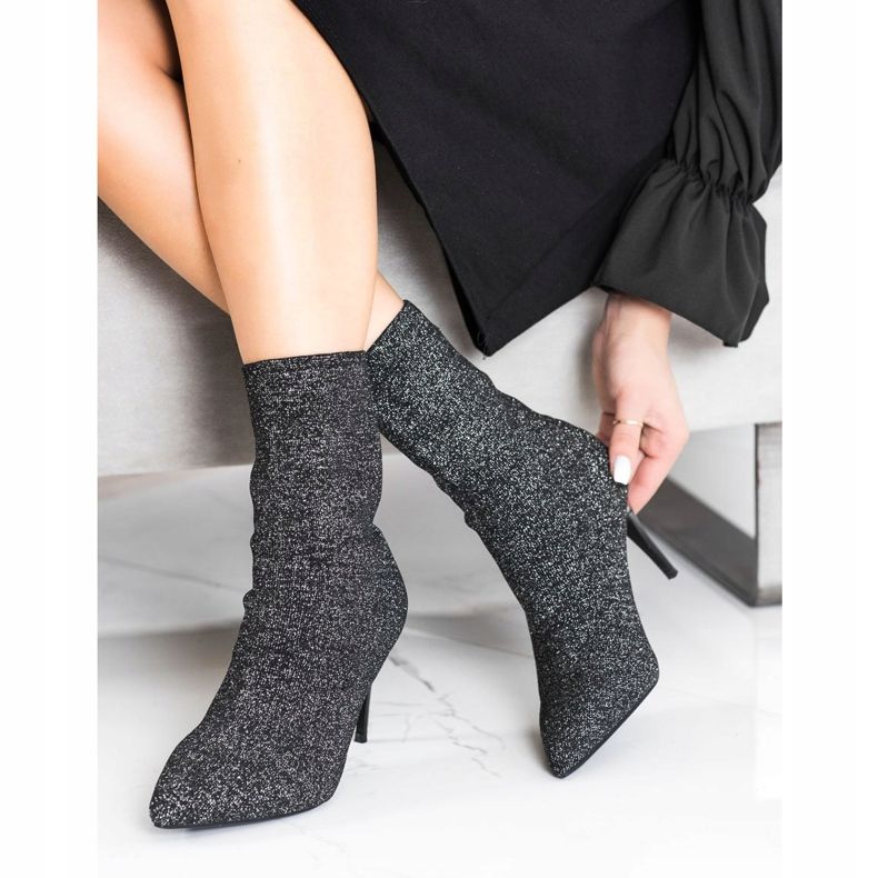 Sabatina Jarní kozačky na vysokém podpatku černá 1