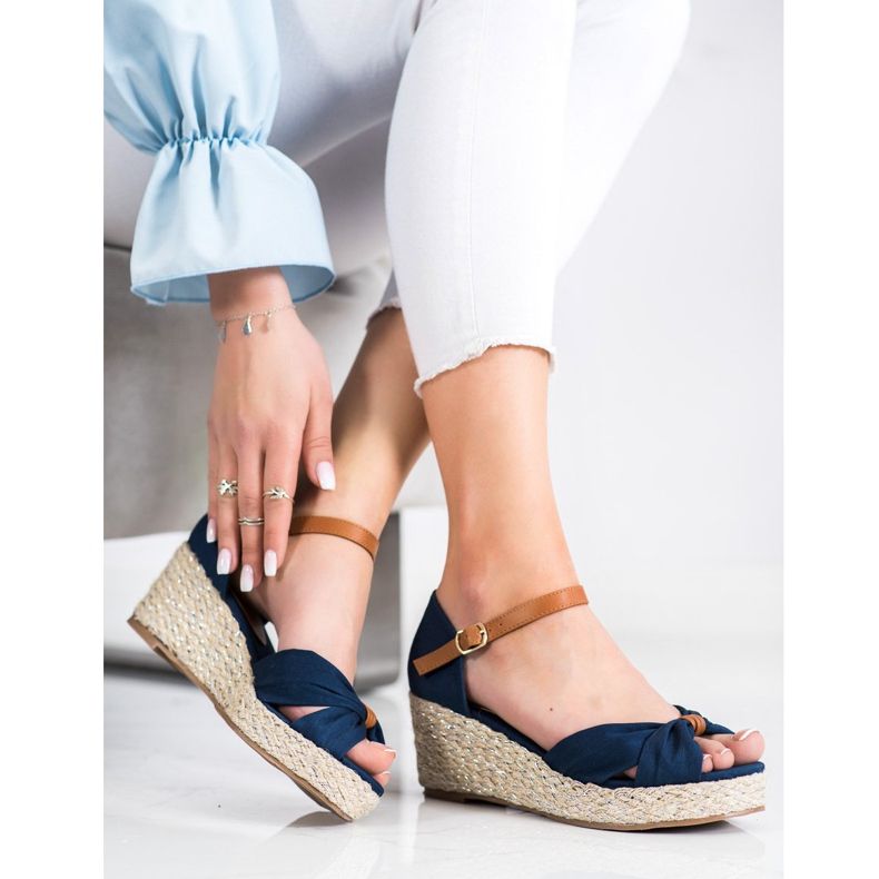 Goodin Textilní klínové sandály námořnická modrá 1 Goodin Textilní klínové sandály námořnická modrá 1