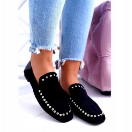 Dámské baleríny Lu Boo Black Black Lords s kamínky Planta černá stříbrný 1