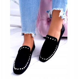 Dámské baleríny Lu Boo Black Black Lords s kamínky Planta černá stříbrný 2