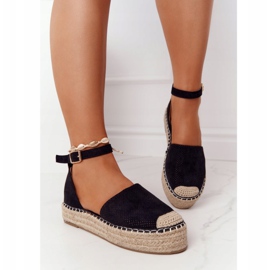 MSMG Espadrilky Na Slámové Platformě Black Bali černý 2