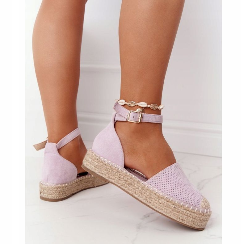 MSMG Espadrilles On The Straw Platform Violet Bali fialová 1