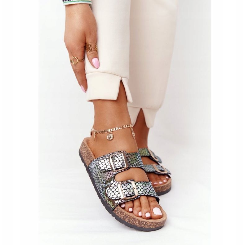 MSMG Černé boa sandály na korkové podrážce černá vícebarevný 2