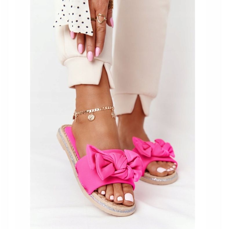 MSMG Gumové pantofle s růžovou mašlí Andrea béžový růžový 1