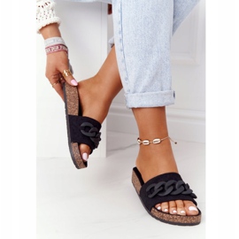 MSMG Černé pantofle Makayla semišové na korkové podrážce černá 1