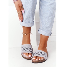 MSMG Šedé pantofle Makayla semišové na korkové podrážce šedá 2