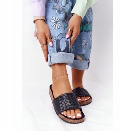 MSMG Černé kožené pantofle Catalina na korkové podrážce černá 2