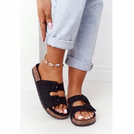 MSMG Černé pantofle Jennifer Suede na korkové podrážce černá 2