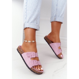 MSMG Semišové pantofle na korkové podrážce světle fialové Jennifer fialový 2