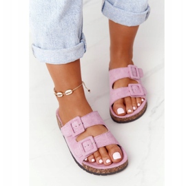 MSMG Semišové pantofle na korkové podrážce světle fialové Jennifer fialový 1