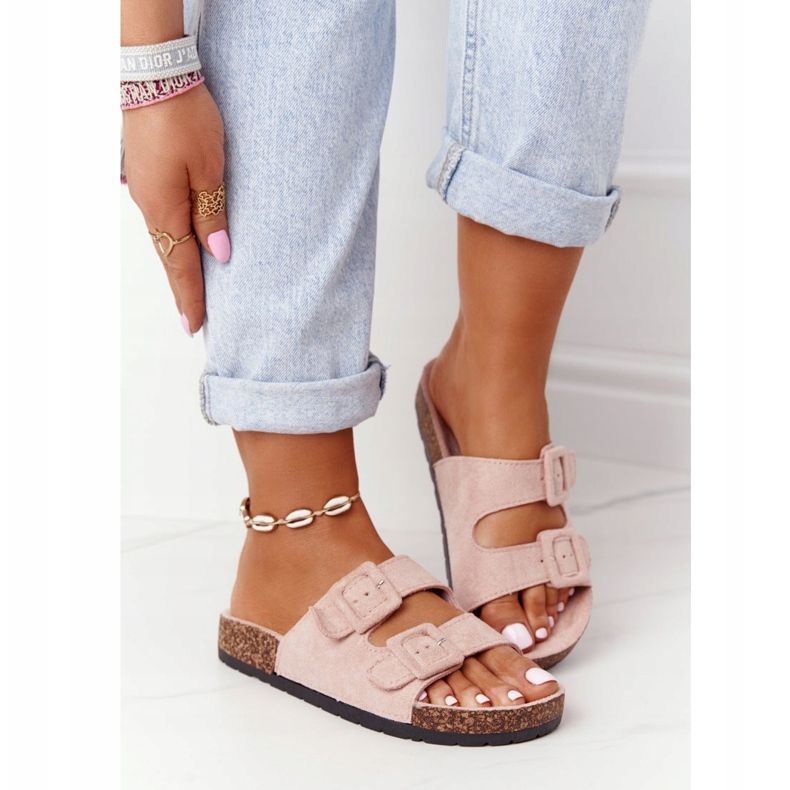 MSMG Semišové pantofle na korkové podrážce Světle růžová Jennifer růžový 2