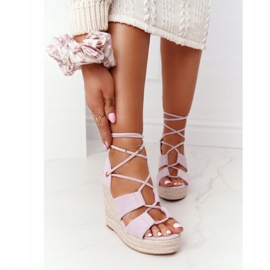 MSMG Svázané klínové sandály Violet Mallorca fialový 2 MSMG Svázané klínové sandály Violet Mallorca fialový 2