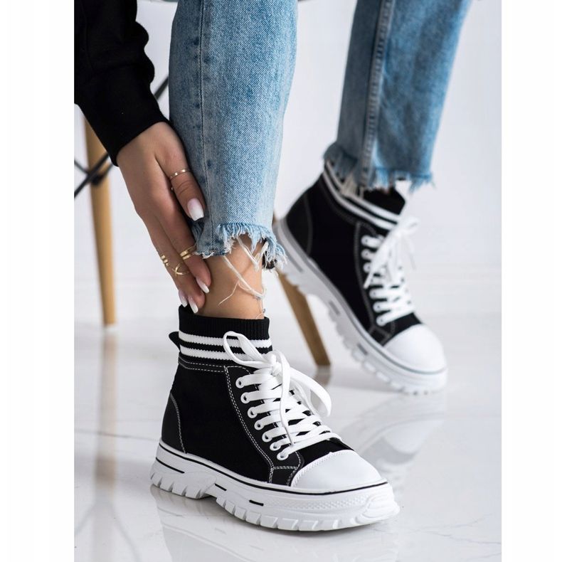 SHELOVET Módní nazouvací tenisky černá 1