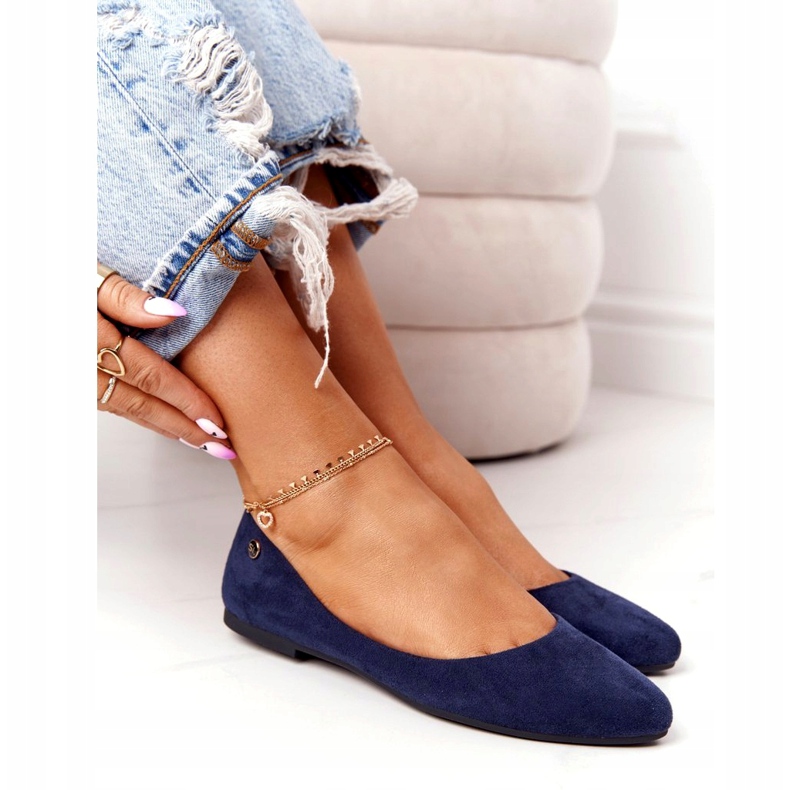 Semišové balerínky Sergio Leone BL622 Navy blue námořnická modř 1