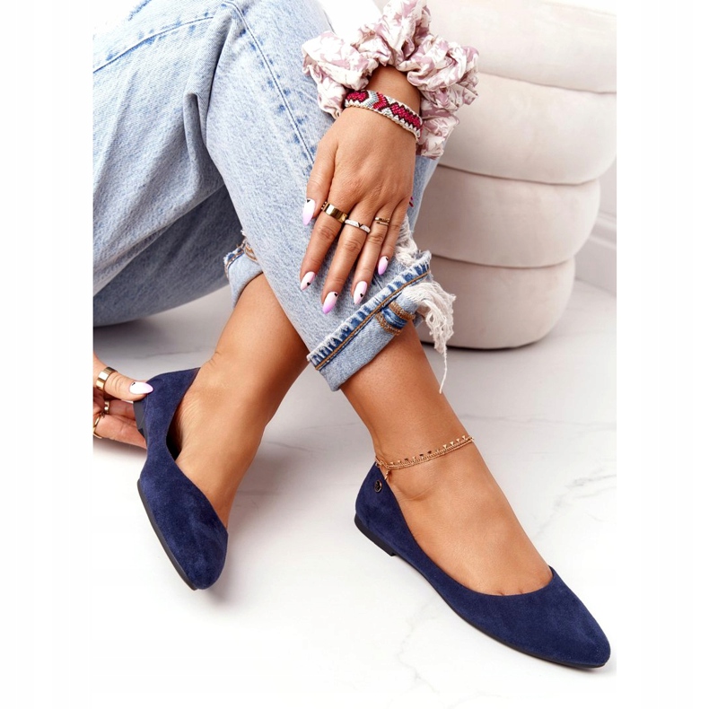 Semišové balerínky Sergio Leone BL622 Navy blue námořnická modrá 3