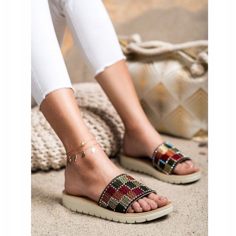 SHELOVET Pantofle s krychlovým zirkonem vícebarevný 1